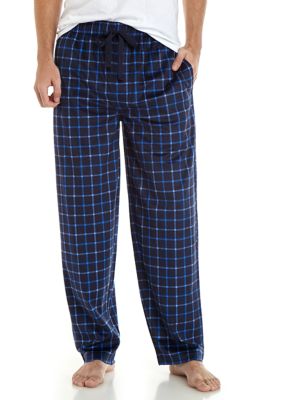 IZOD Silky Fleece Navy Windowpane Plaid Pajama Pants | belk