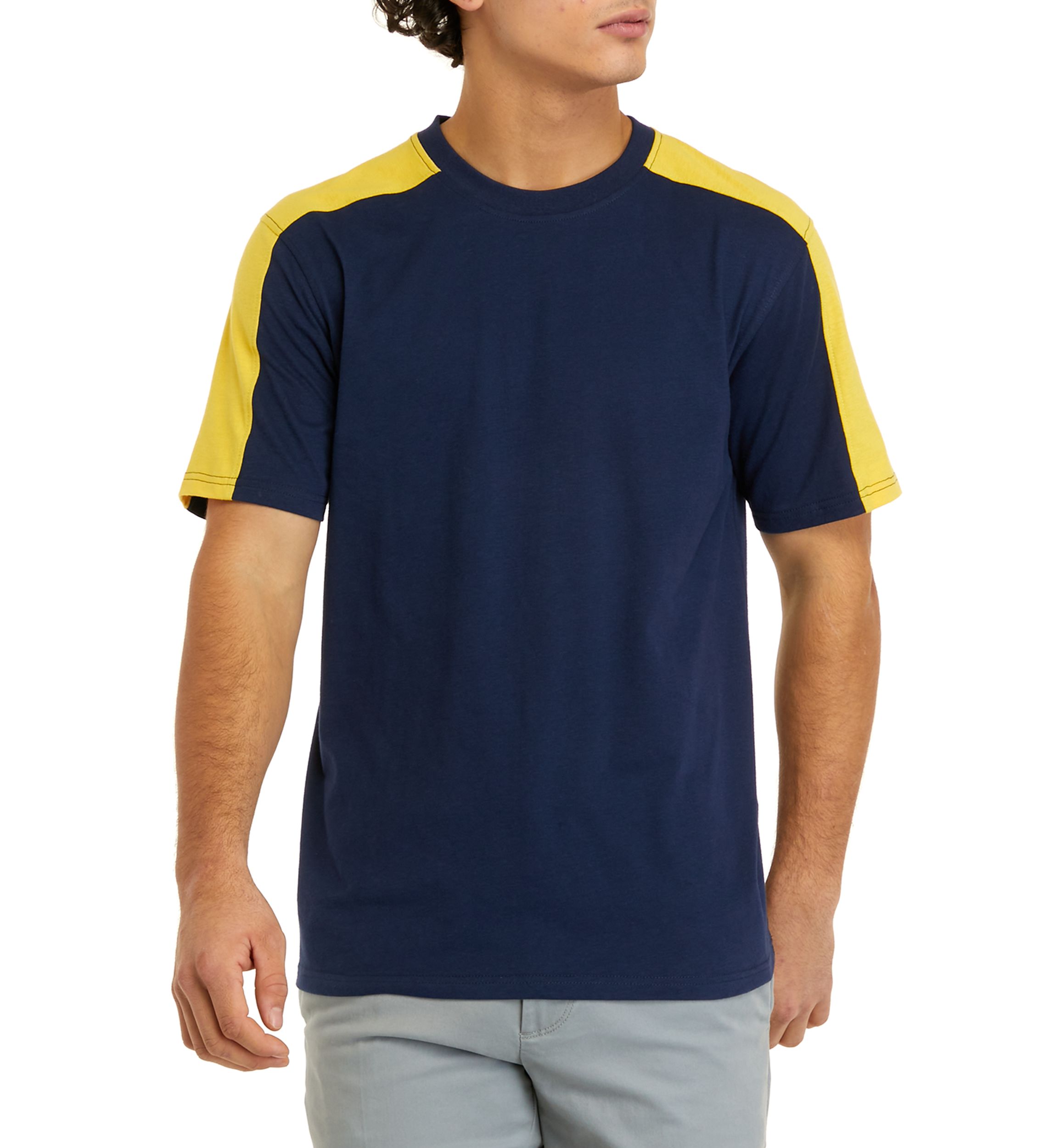Short Sleeve Lite Touch Fleece Color Block Pajama T-Shirt