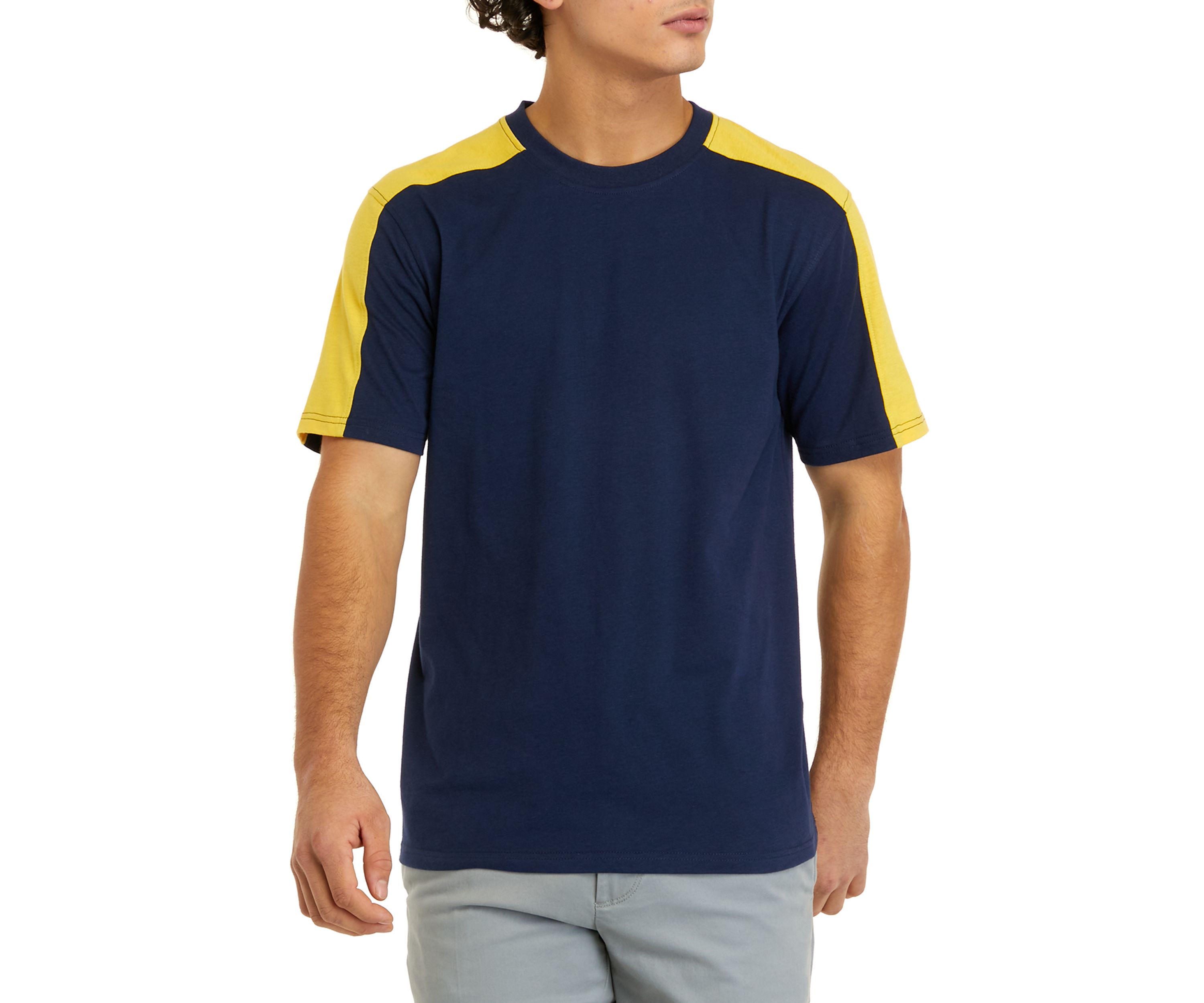 Short Sleeve Lite Touch Fleece Color Block Pajama T-Shirt