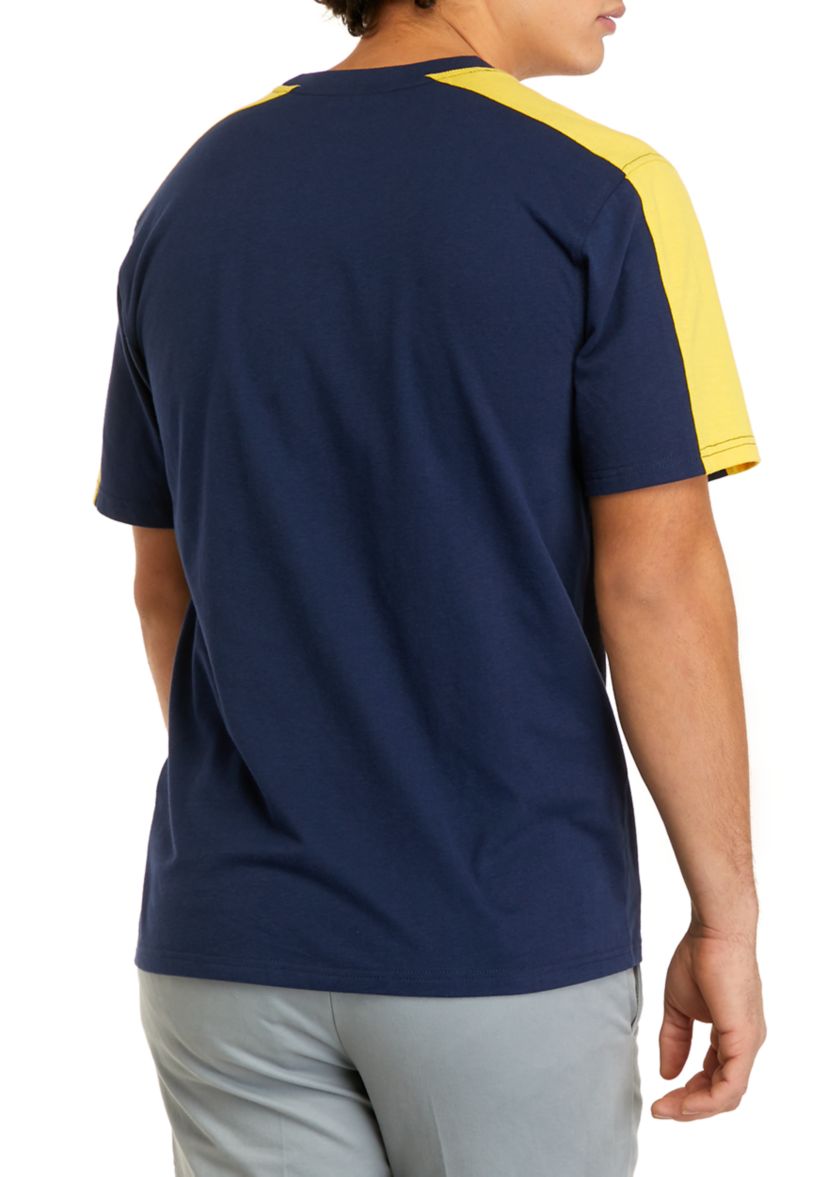 Short Sleeve Lite Touch Fleece Color Block Pajama T-Shirt
