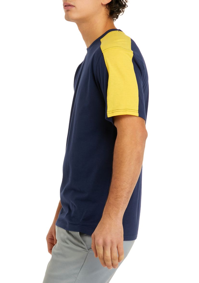 Short Sleeve Lite Touch Fleece Color Block Pajama T-Shirt