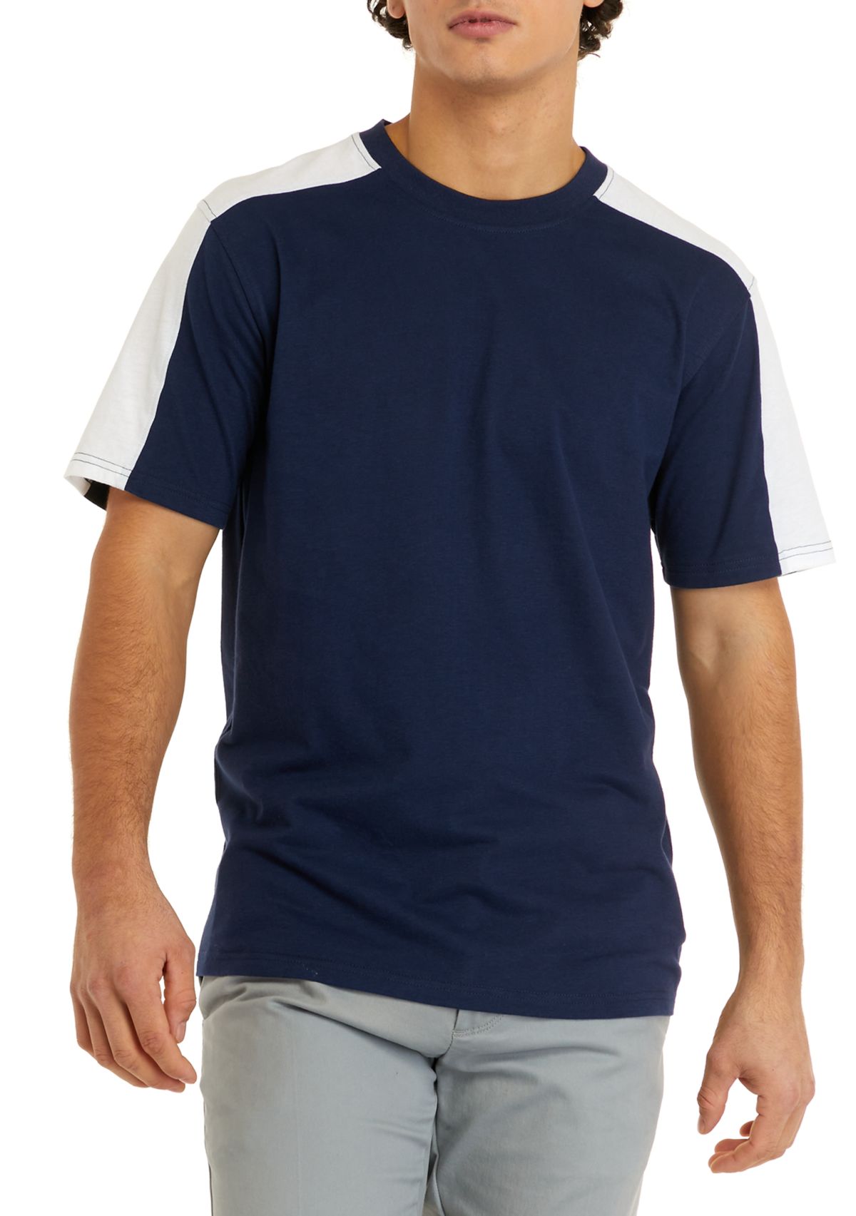 Short Sleeve Lite Touch Fleece Color Block T-Shirt