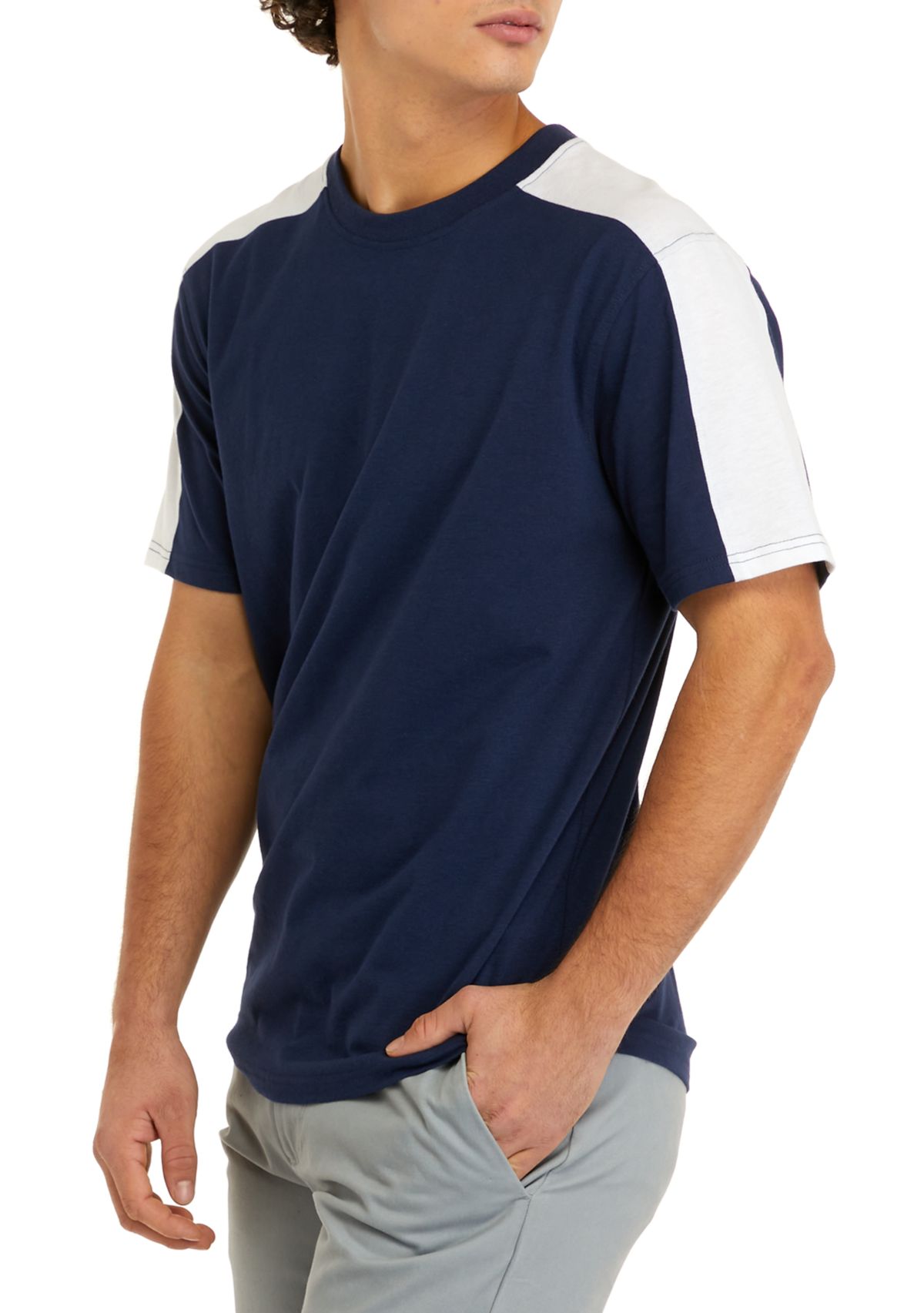 Short Sleeve Lite Touch Fleece Color Block T-Shirt