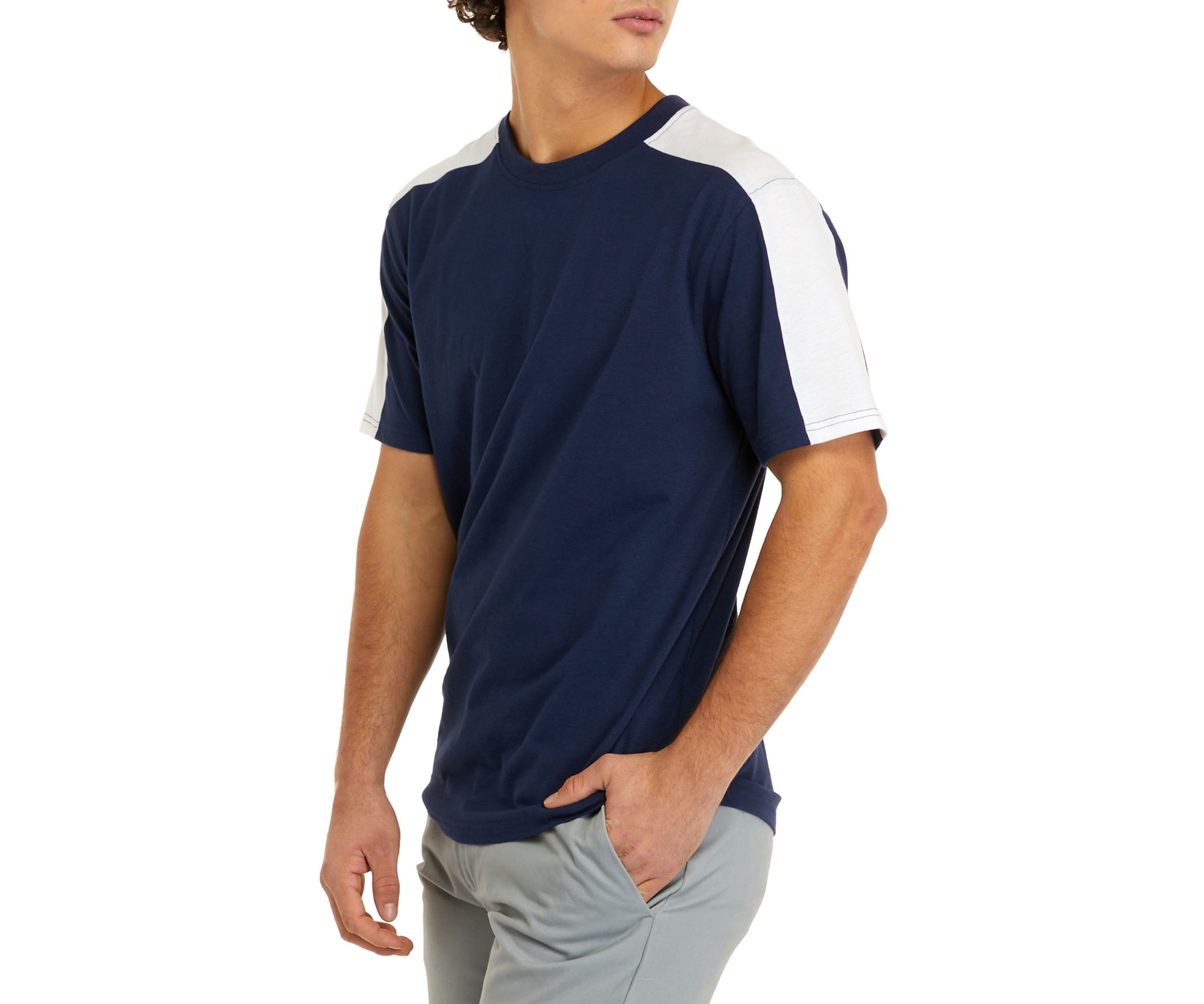 Short Sleeve Lite Touch Fleece Color Block T-Shirt