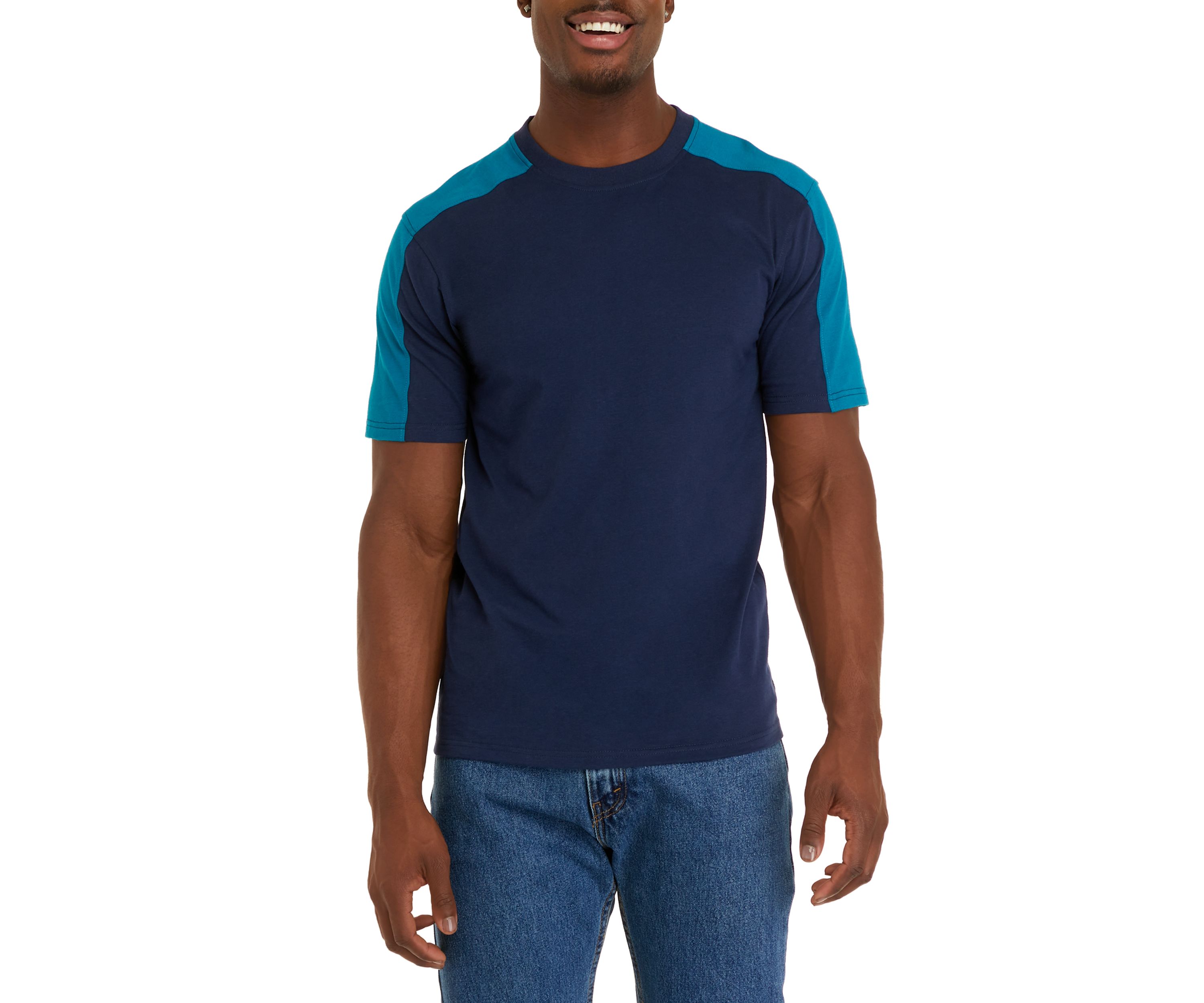 Short Sleeve Lite Touch Fleece Color Block Pajama T-Shirt