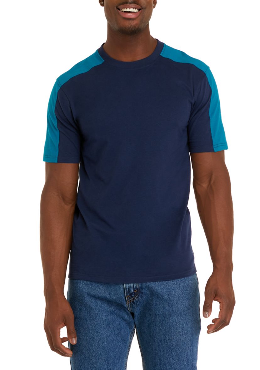 Short Sleeve Lite Touch Fleece Color Block Pajama T-Shirt