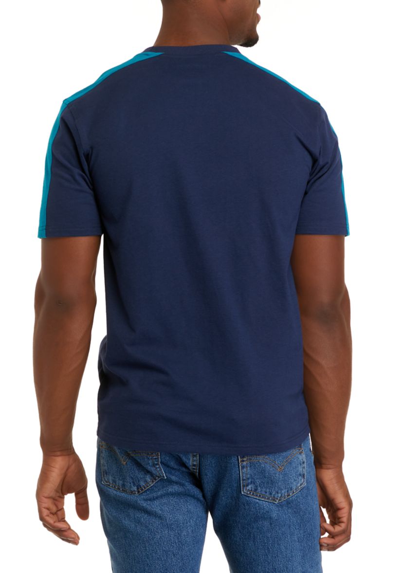 Short Sleeve Lite Touch Fleece Color Block Pajama T-Shirt