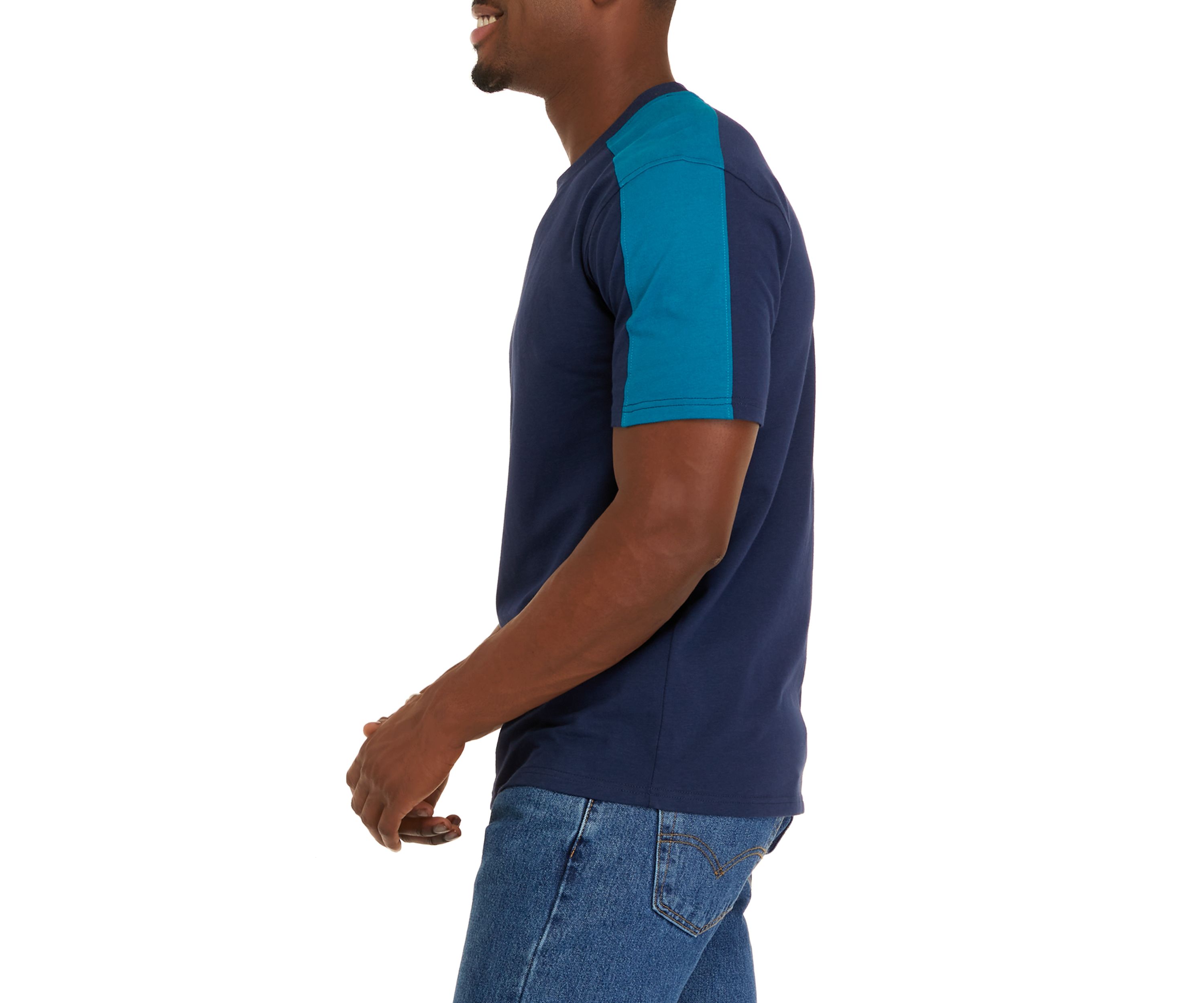 Short Sleeve Lite Touch Fleece Color Block Pajama T-Shirt