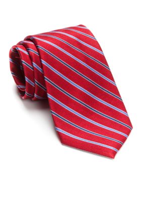Saddlebred Men's Boston Stripe Tie, Red, Regular - 58 in