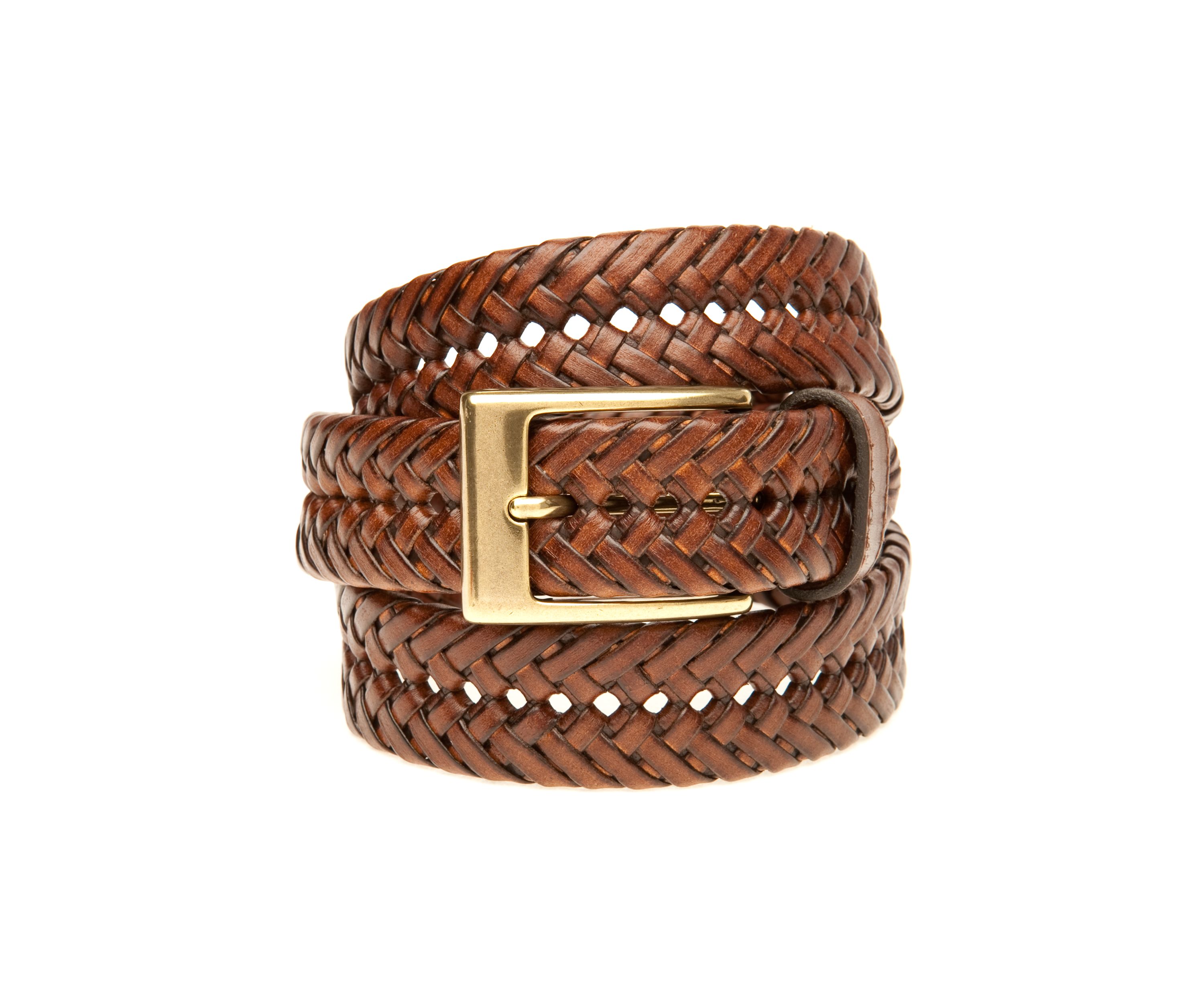 Braided Tan Leather Casual Belt