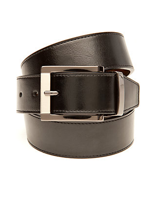 Big and Tall Size Men's Reverse Belt Black and Tan with Edge embossing detail 