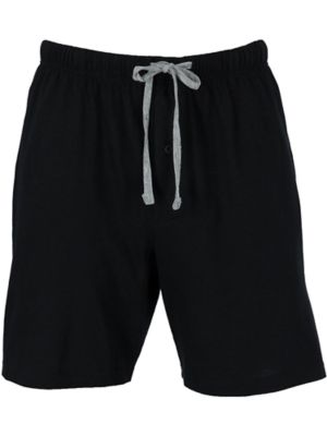 Hanes Men's Jersey Knit Cotton Button Fly Pajama Sleep Shorts, Black, Small