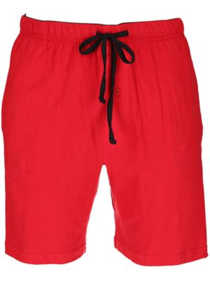 Hanes Men's Jersey Knit Cotton Button Fly Pajama Sleep Shorts, Red, Small