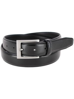 CTM Men's Leather 1 1/8 Inch Basic Dress Belt with Silver Buckle, Black, 42