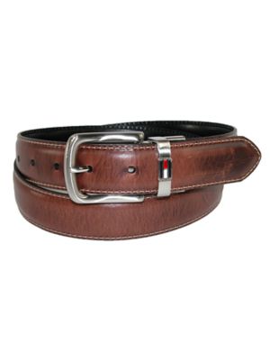 Tommy Hilfiger Men's Leather Reversible Belt with Flag Logo
