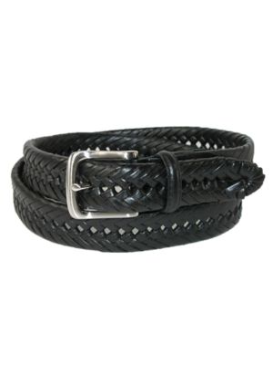 Tommy Hilfiger Men's Burnished Handlaced 1 1/4 Inch Belt, Black, 42