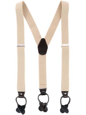 CTM Men's 1.375 Inch Wide Solid Color Y-Back Button-End Suspenders