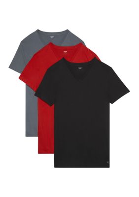 Calvin Klein Men's Short Sleeve V-Neck Undershirt - 3 Pack, Large