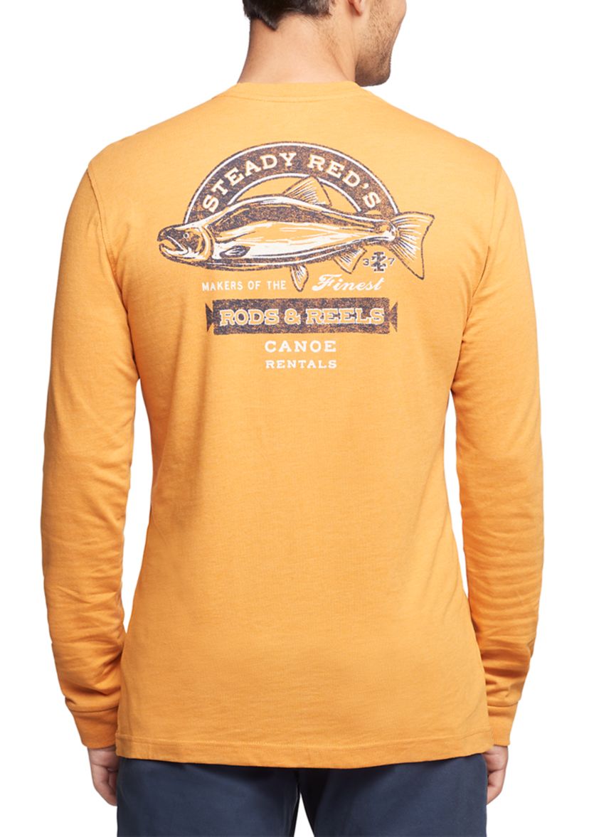 Mens Salt Water Long Sleeve Rods and Reels Graphic T-Shirt