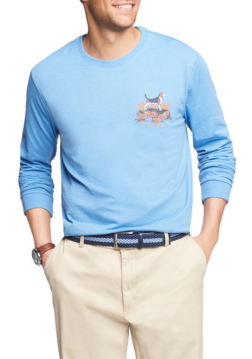 Mens Salt Water Long Sleeve Dog Graphic T-Shirt