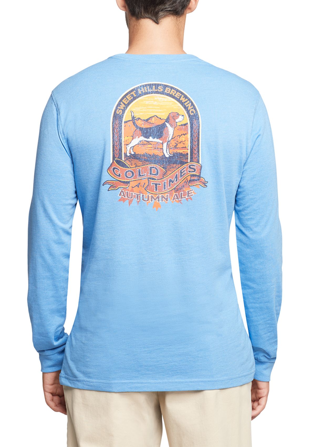 Mens Salt Water Long Sleeve Dog Graphic T-Shirt