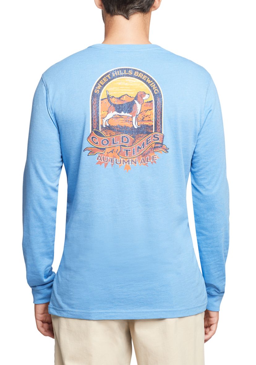 Mens Salt Water Long Sleeve Dog Graphic T-Shirt