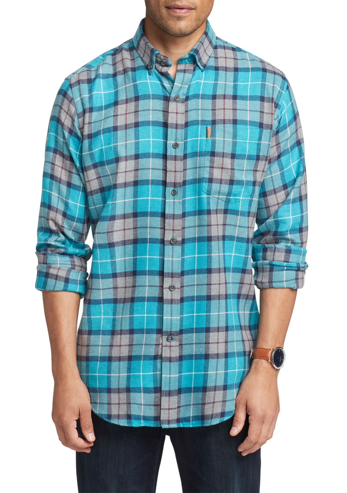Advantage Performance Flannel Plaid Button Down Shirt