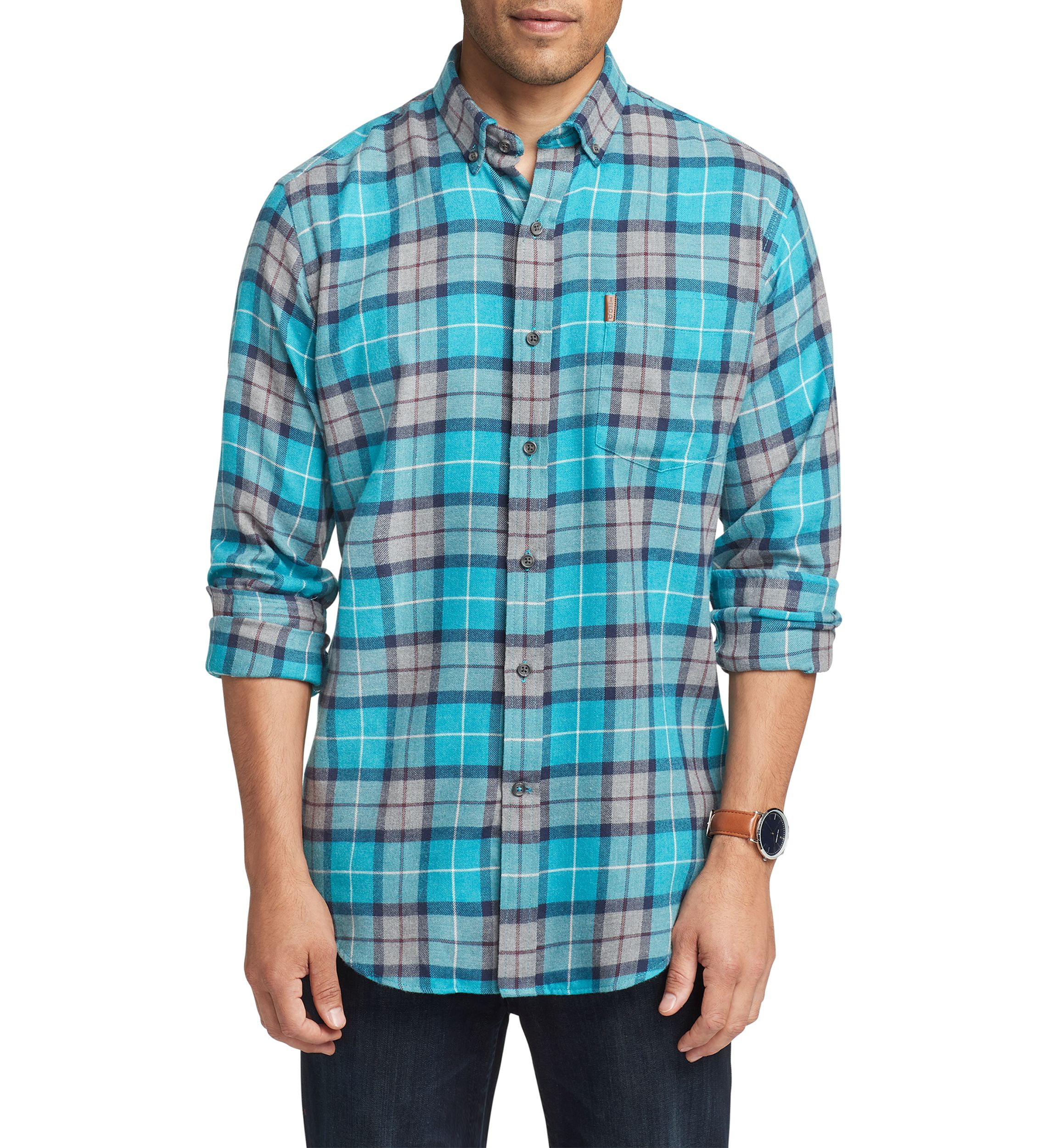Advantage Performance Flannel Plaid Button Down Shirt