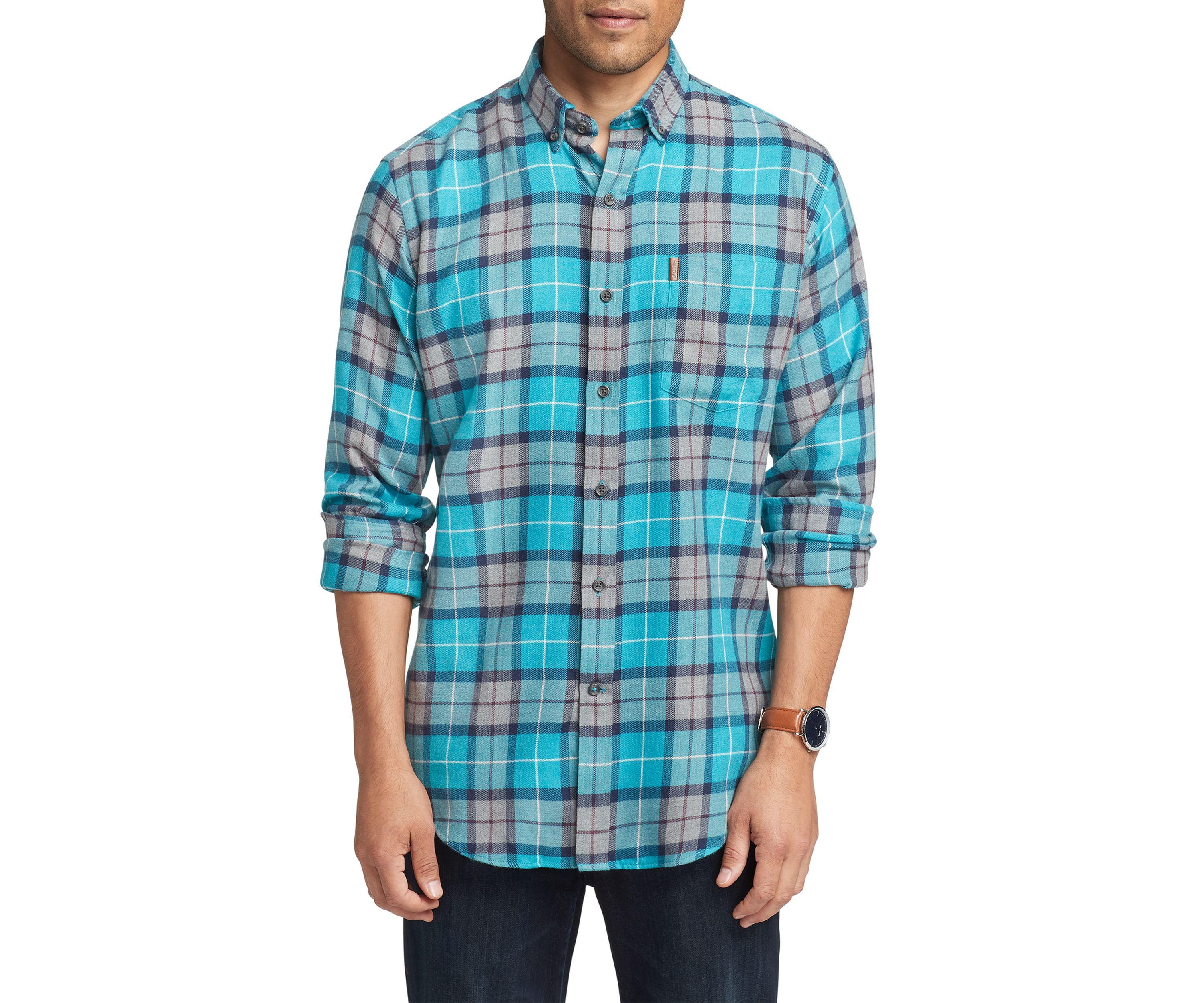 Advantage Performance Flannel Plaid Button Down Shirt