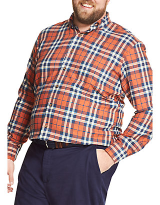 IZOD Mens Big and Tall Stratton Long Sleeve Button Down Plaid Flannel Shirt 