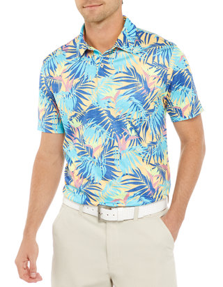 IZOD Golf Double Tropical Leaf Print Polo Shirt
