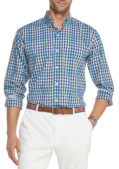 IZOD Men's Premium Essentials Stretch Gingham Button Down Shirt | belk