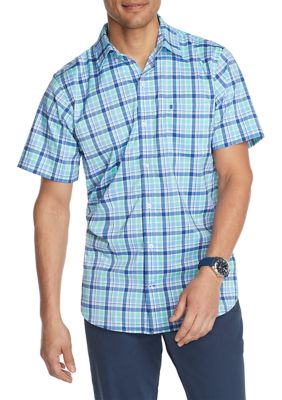 IZOD Advantage Performance Plaid Button Down Short Sleeve Shirt | belk