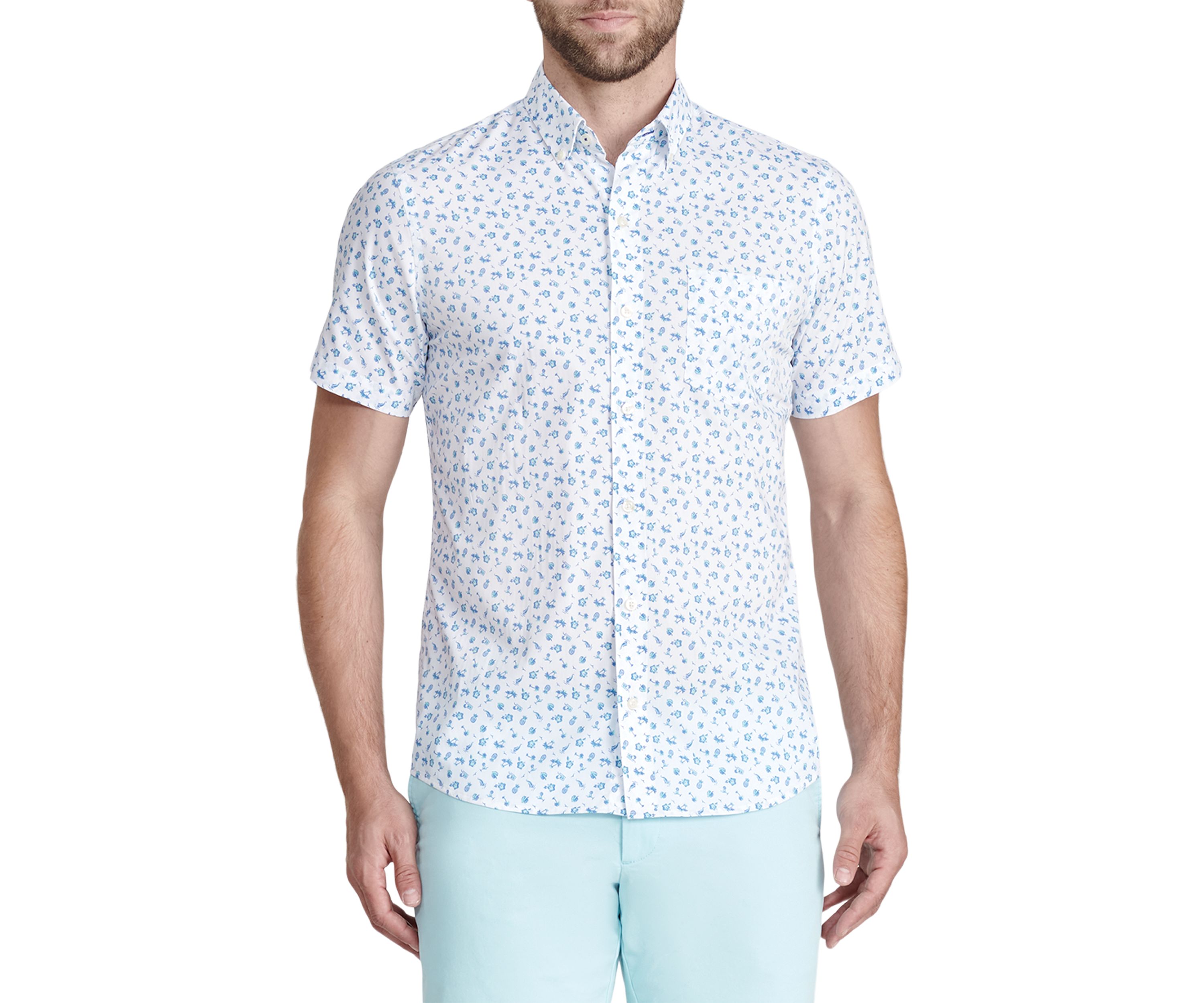 Tropical Printed Button Down Shirt