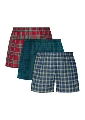 Hanes Men's Big & Tall Ultimate 3-Pack Woven Boxers Underwear, 4XL Big