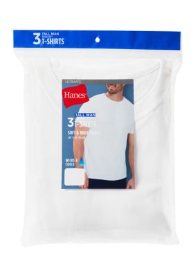 Men's Big & Tall Hanes® 3-Pack Undershirt, Ultimate® ComfortSoft Crewneck T-Shirt, XL Tall
