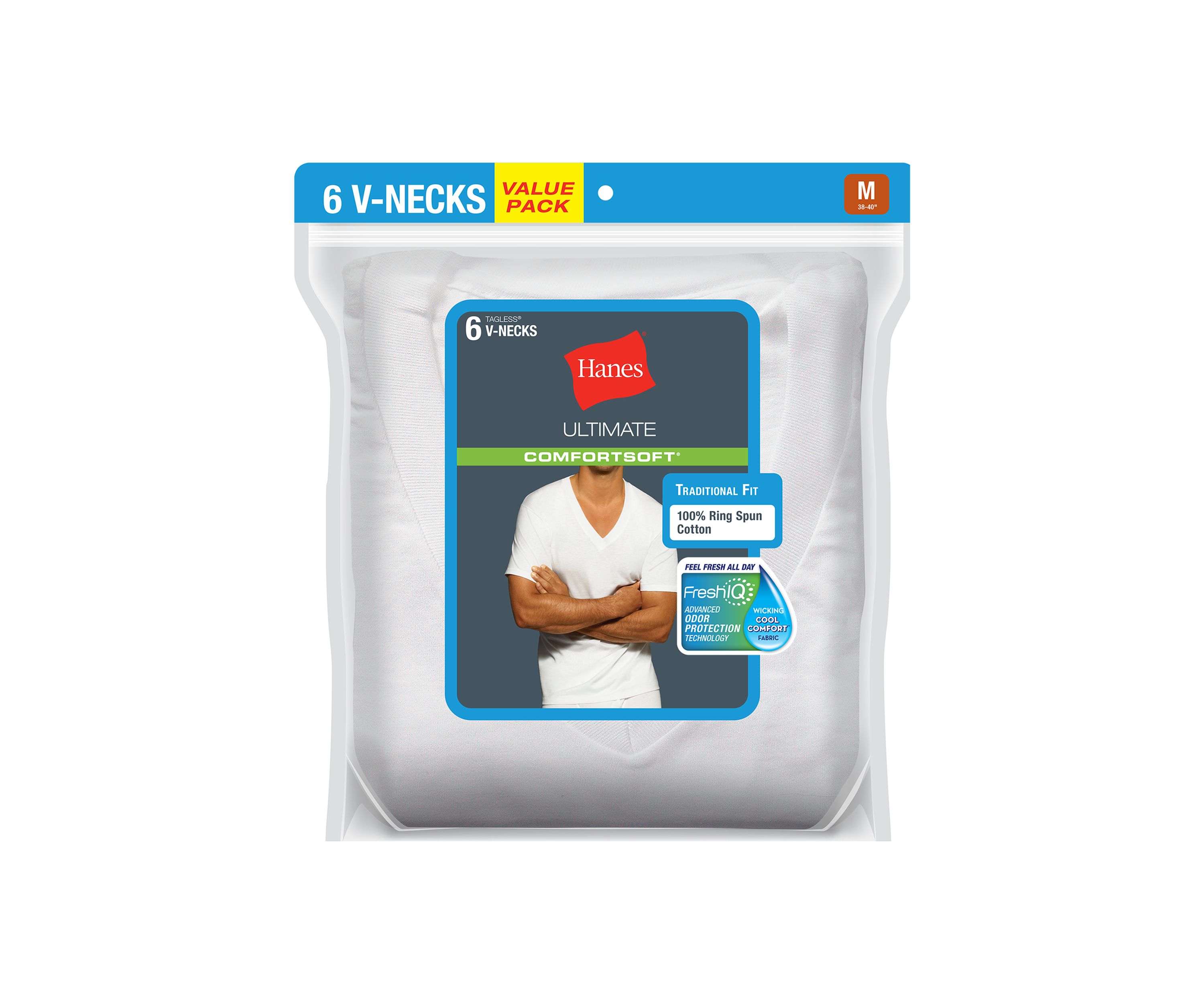 6 Pack White V-Neck T-shirt