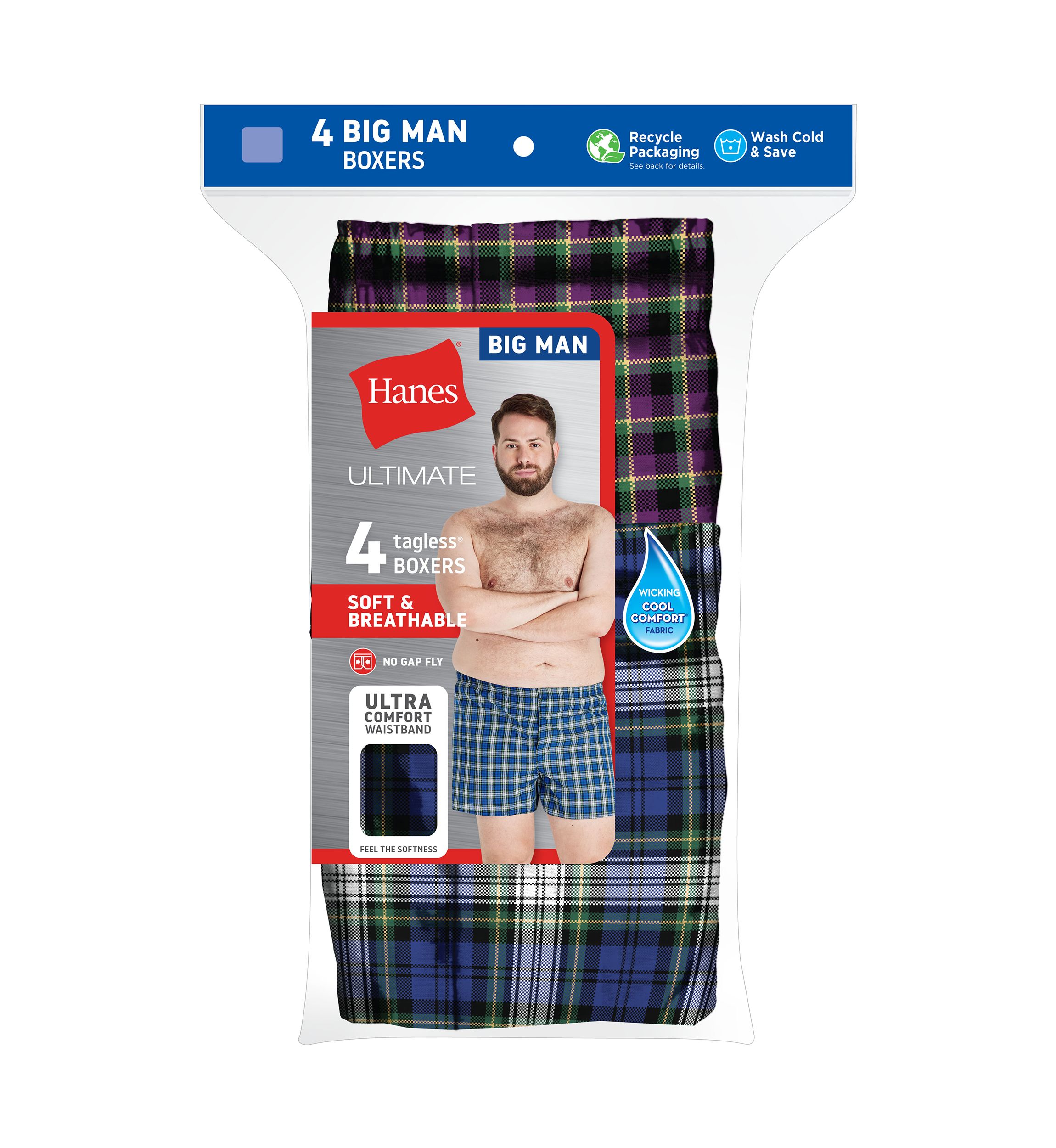 Big & Tall Assorted Tartan Boxers - 4 Pack