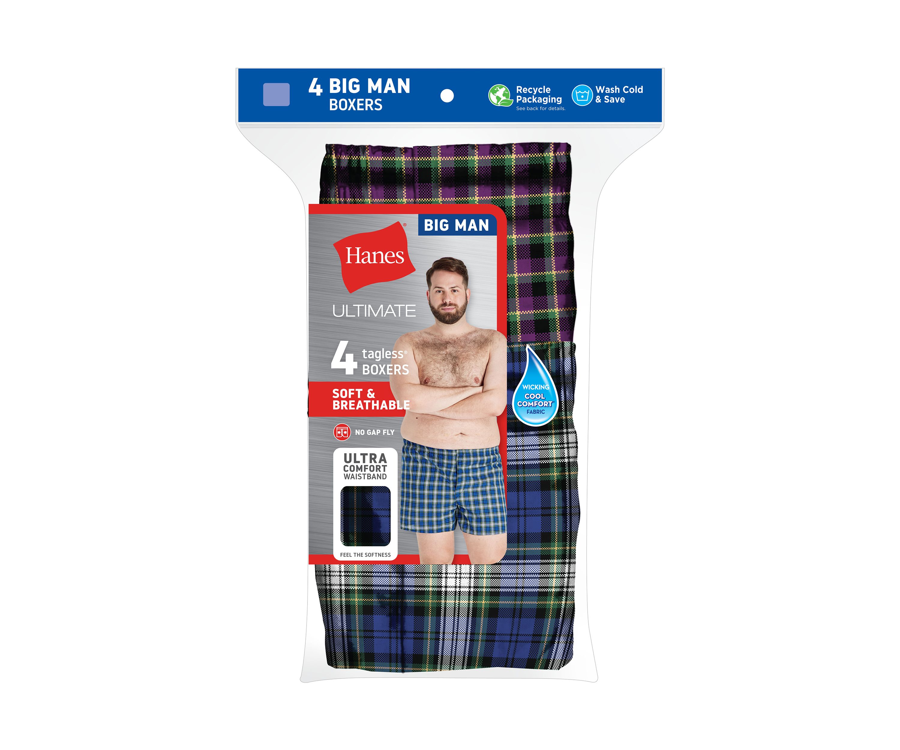 Big & Tall Assorted Tartan Boxers - 4 Pack