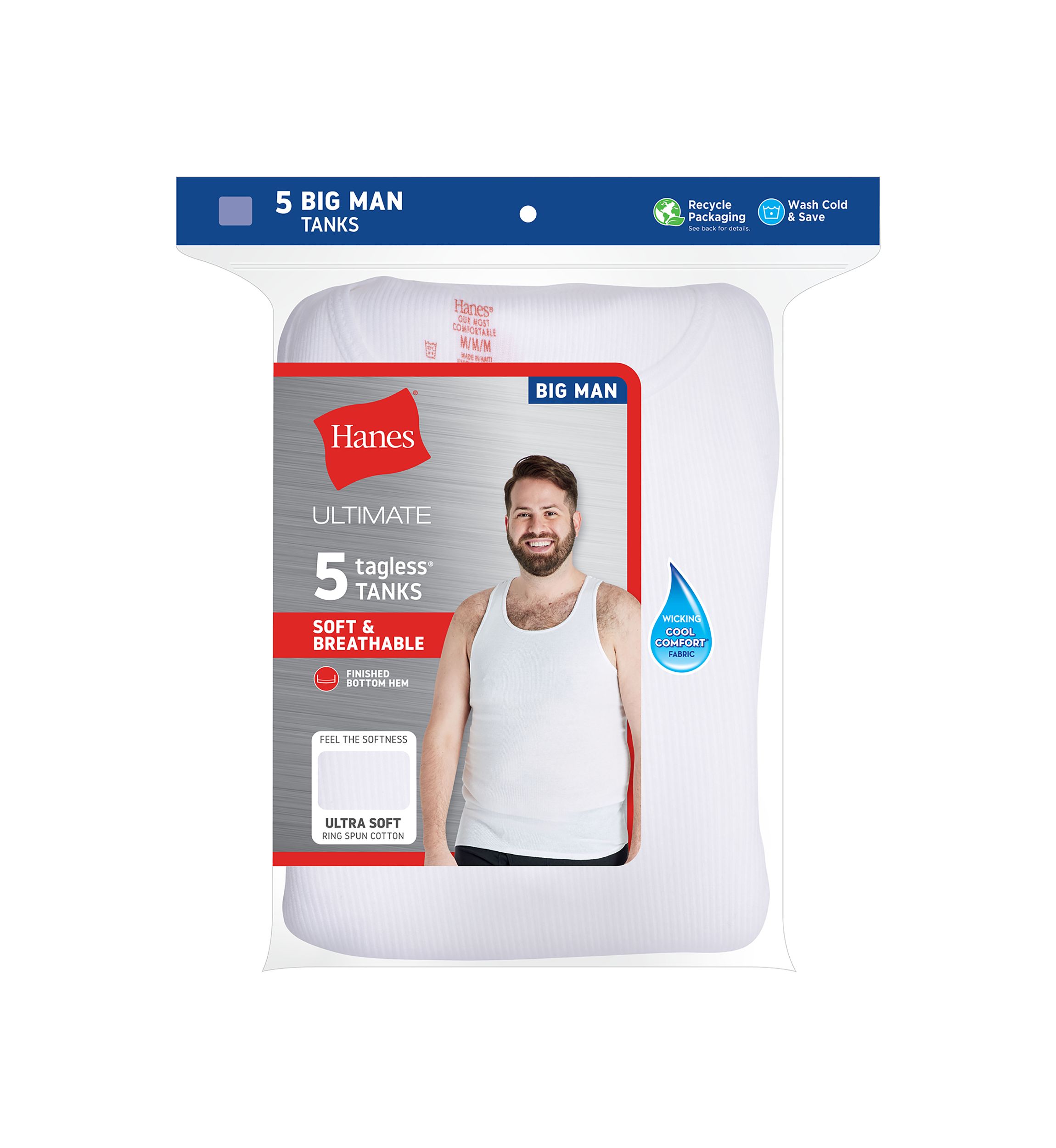Big & Tall White Tank Tops - 5 Pack