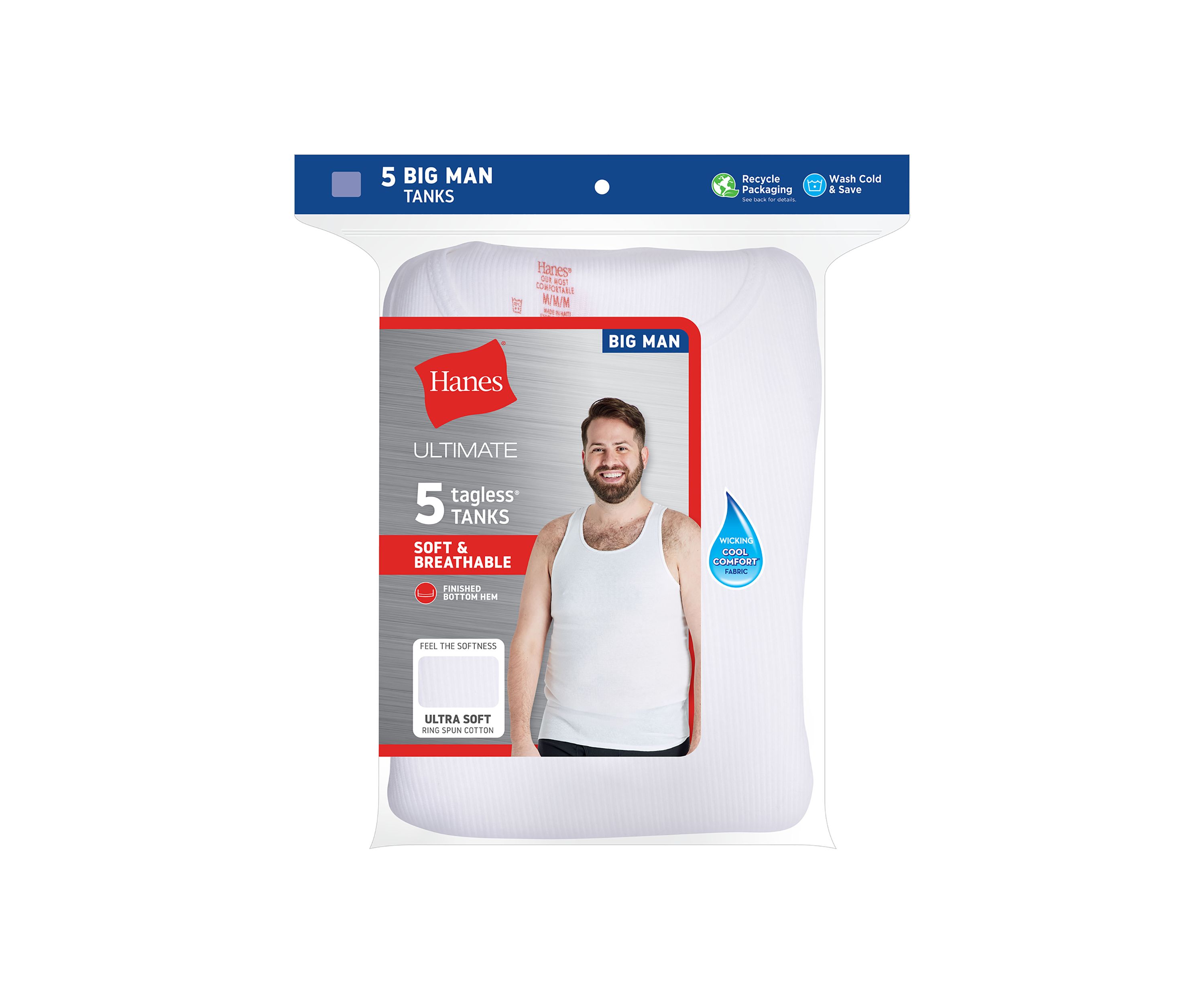 Big & Tall White Tank Tops - 5 Pack