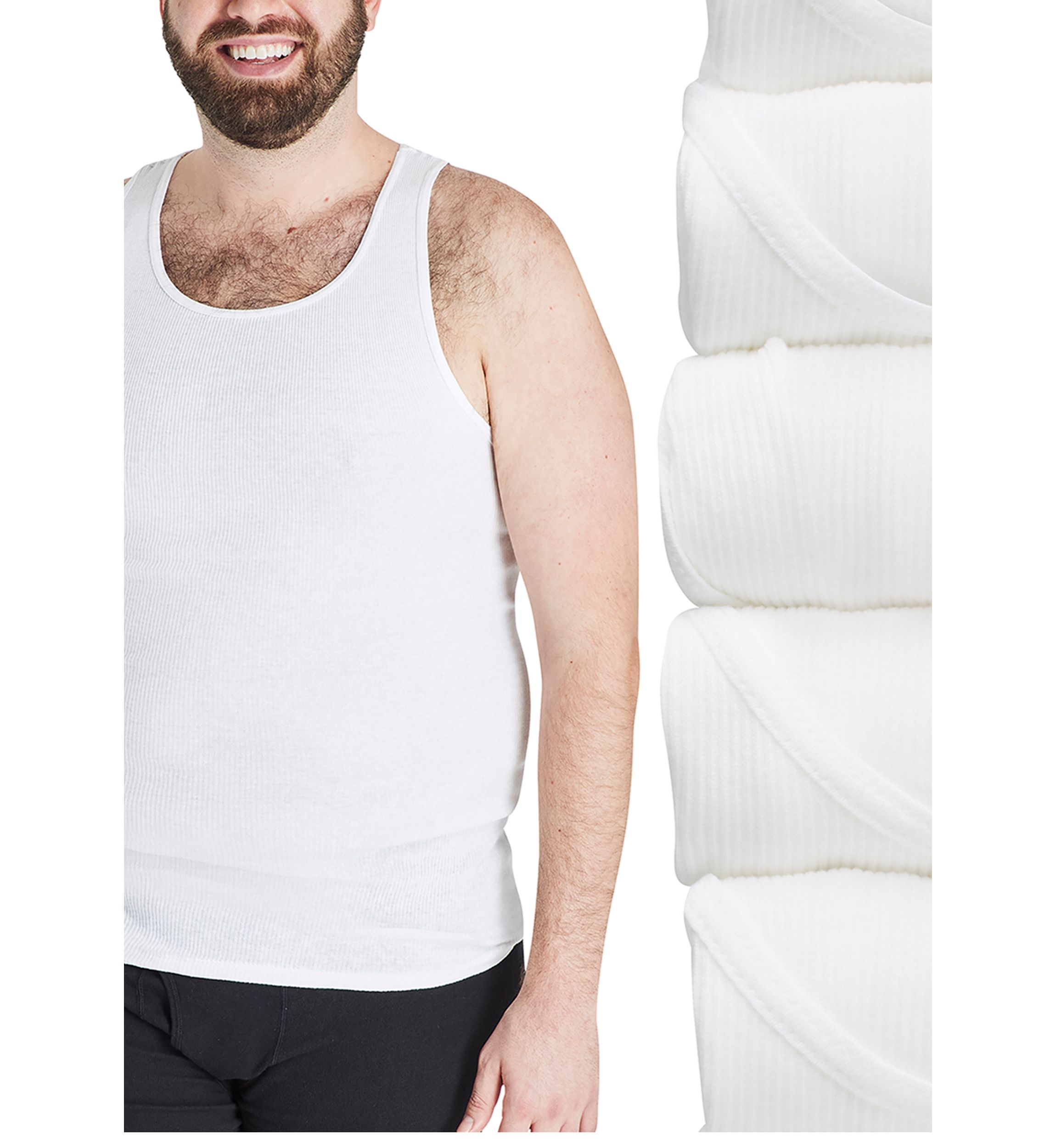 Big & Tall White Tank Tops - 5 Pack