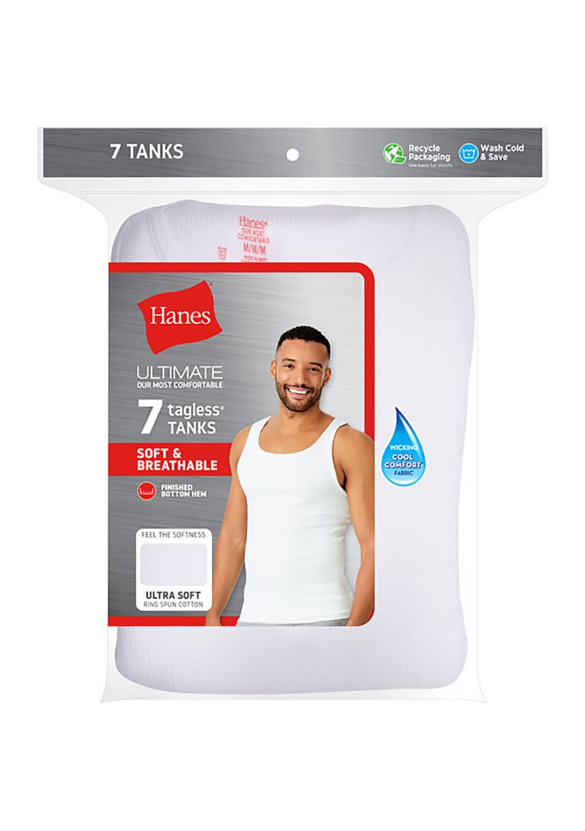 7-Pack of White Tanks 