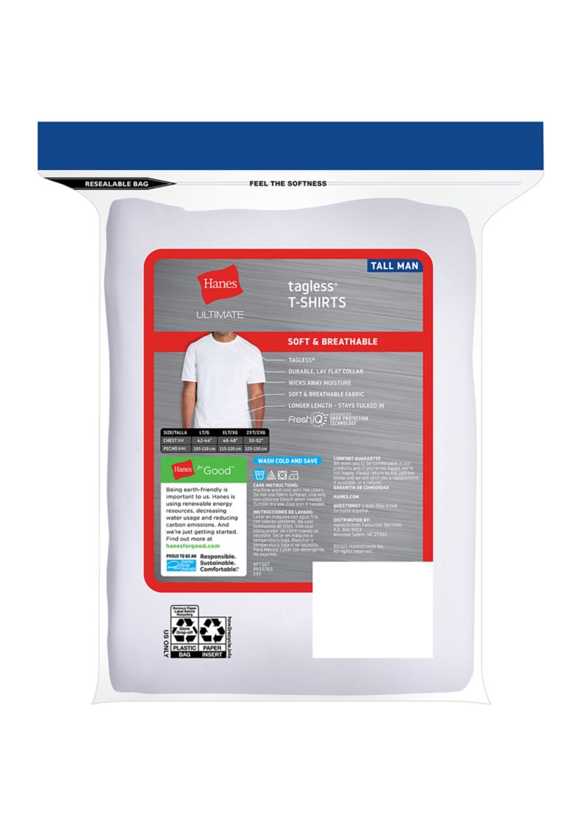 Big & Tall Short Sleeve Crew Neck T-Shirt - 4 Pack