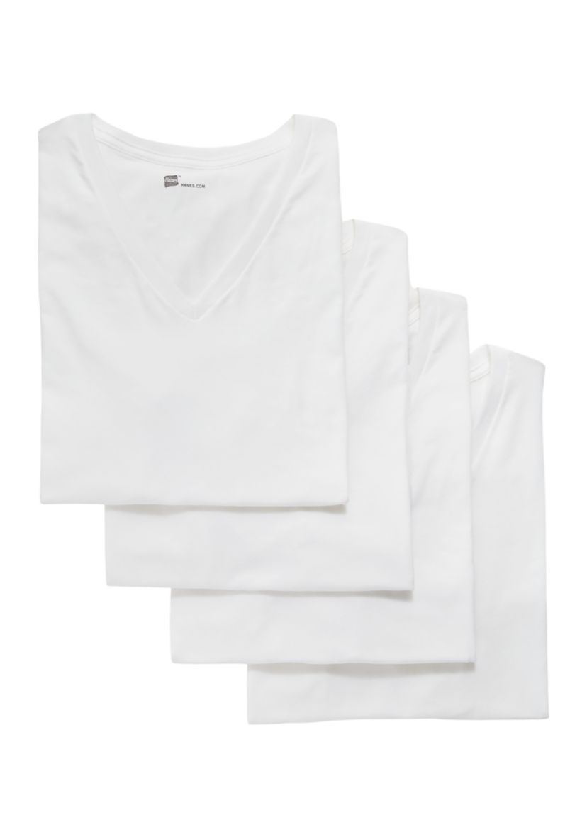 Ultimate Comfort Fit Stretch V-Neck T-Shirt - 4 Pack 
