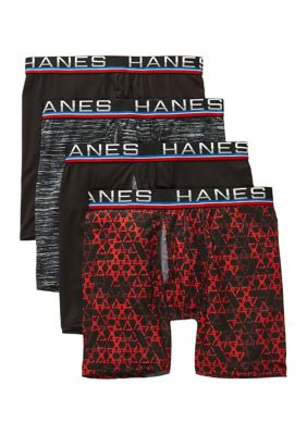 Hanes Sport X-Temp Men's Cotton Boxer Brief Underwear, Assorted, 4-Pack 2XL  