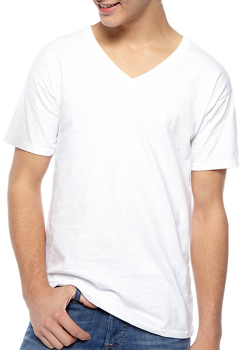 Hanes® Platinum Super Soft Cotton Tagless® V Neck T Shirts 5 Pack | belk
