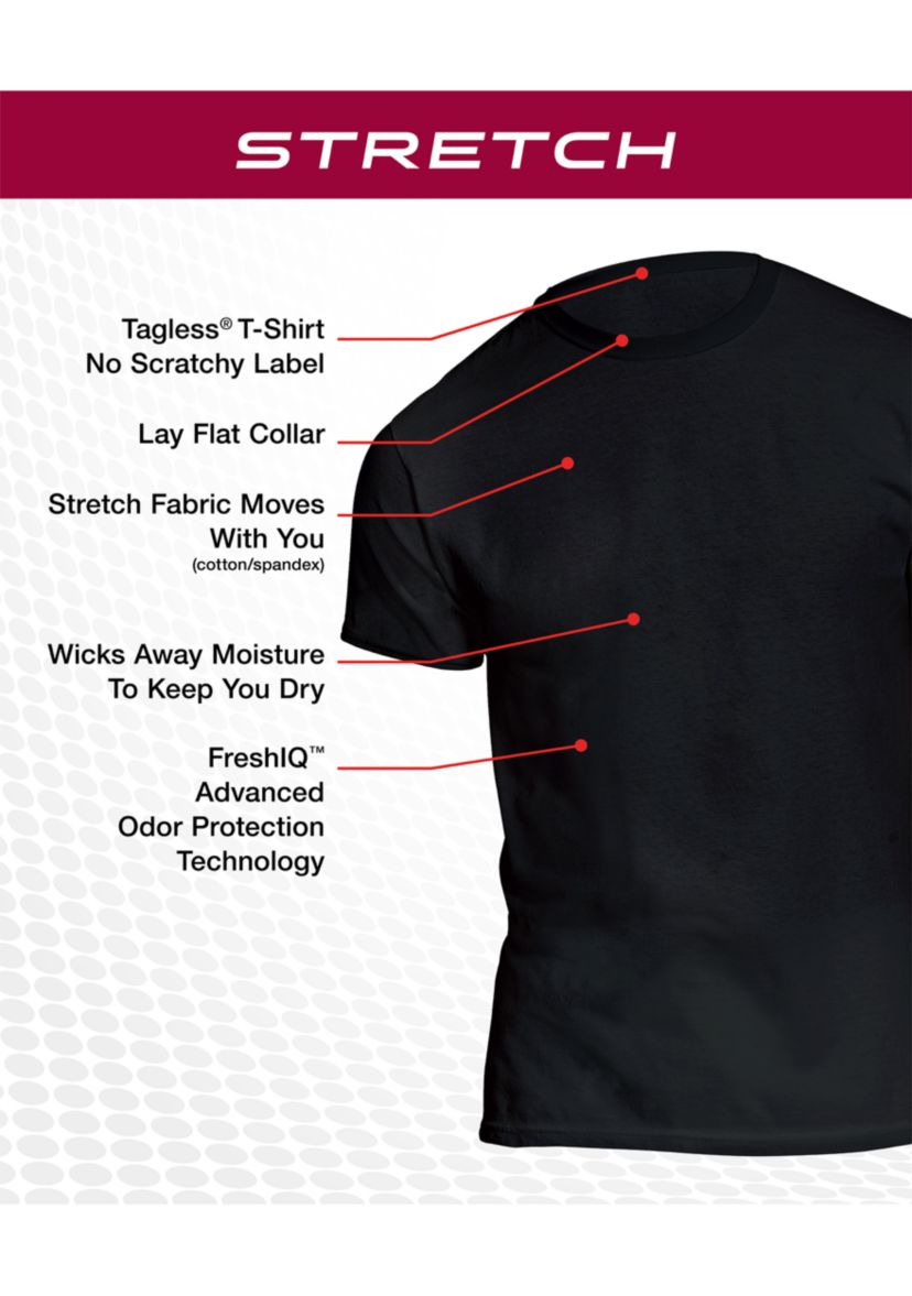 Platinum Stretch Tagless® Crew Neck T Shirts 4 Pack