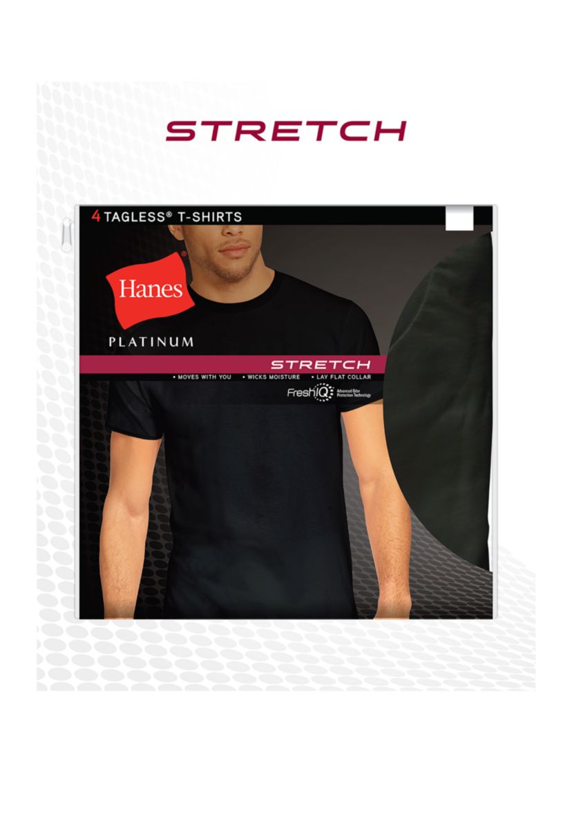 Platinum Stretch Tagless® Crew Neck T Shirts 4 Pack