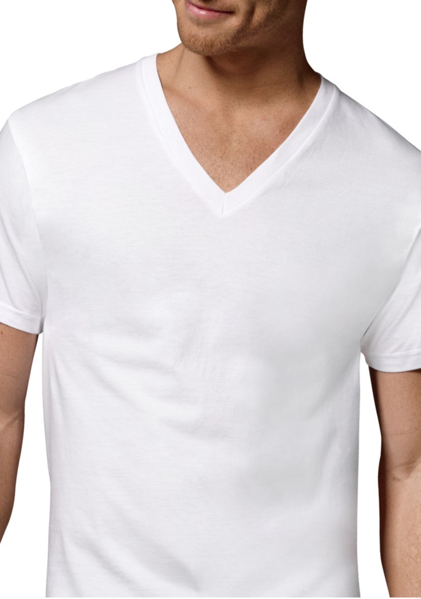Platinum Classic Cotton Tagless® V Neck T Shirts 5 Pack